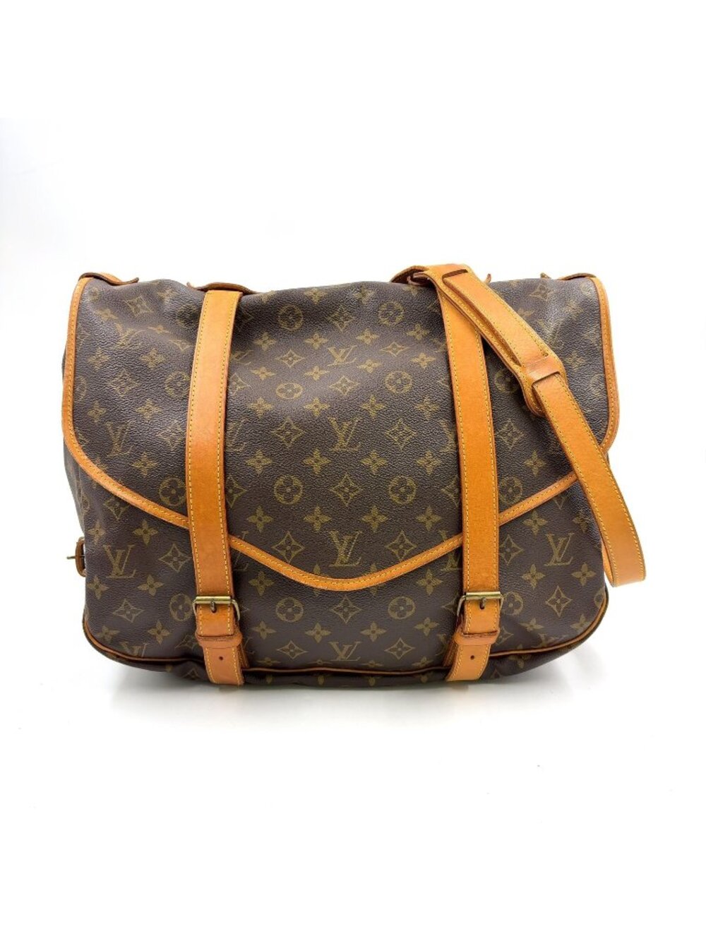Louis Vuitton Saumur 43 Monogram Leather Brown Light Shoulder Bag Gold
